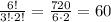 \frac{6!}{3!\cdot 2!} = \frac{720}{6\cdot2} =60