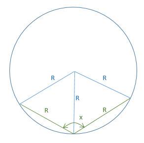 Из данной точки окружности проведены две хорды, равные радиусу. найти угол между ними.