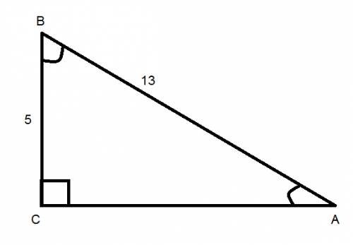 Гипотенуза прямоугольного треугольника равна 13 см, а один из катетов - 5 см.найдите биссектрису тре