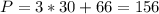 P=3*30+66 = 156