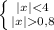 \left \{ {{|x|<4} \atop {|x|0,8}} \right.