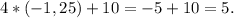 4*(-1,25)+10 = -5 + 10 = 5.