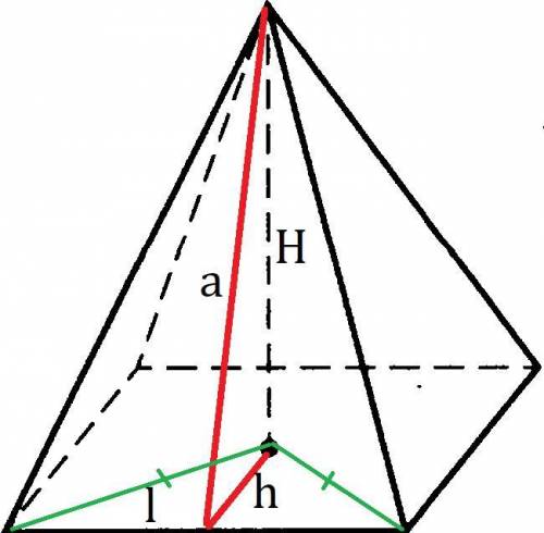 Висота правильной чотирех-стороной пирамиды 12 см а сторона основи 10 см знайдить бичну поверхню это