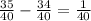 \frac{35}{40} - \frac{34}{40} = \frac{1}{40}