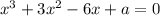 x^3 + 3x^2 - 6x + a = 0