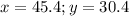 x=45.4;y=30.4