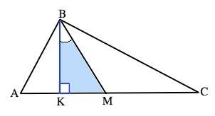 Втреугольнике abc на стороне ac проведена высота bk и медиана bm. am=bm. найти косинус kbm, если ab=