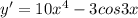 y'=10 x^{4}-3cos3x