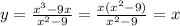 y= \frac{x^3-9x}{x^2-9}= \frac{x(x^2-9)}{x^2-9}=x