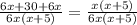 \frac{6x+30+6x}{6x(x+5)} = \frac{x(x+5)}{6x(x+5)}