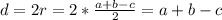 d=2r=2*\frac{a+b-c}{2}=a+b-c