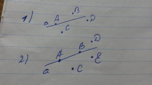 Отметьте в тетради 1)четыре точки,из которых никакие три не лежат на одной прямой; 2)пять точек,из к