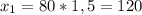 x_{1} = 80*1,5=120