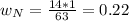 w_{N} = \frac{14*1}{63} =0.22