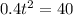 0.4t^{2} =40