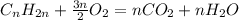 C_nH_{2n} + \frac{3n}{2} O_2 = nCO_2 + nH_2O