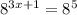 8^{3x+1}=8^5