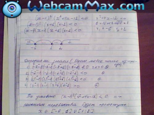 Решить рациональное уравнение с интервалов (х-1)^2(х^2+4х-12)< 0 c объяснениями выберу лучший