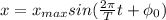 x=x_{max}sin( \frac{2\pi}{T}t+\phi_{0})