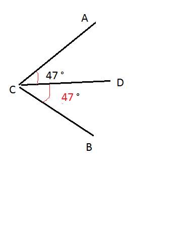 Cd-биссектриса угла acb. угол acd=47 градусов. найдите градусную меру каждого из углов bcd и acb