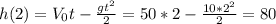 h(2)=V_0t-\frac{gt^2}{2}=50*2-\frac{10*2^2}{2}=80