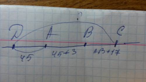 Точка b лежит между точками a и c а точка а -между точками d и b. найди длину отрезка сd,если аd=45c