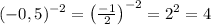 (-0,5)^{-2}=\left ( \frac{-1}{2} \right )^{-2}=2^{2}=4