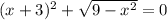 (x+3)^2+\sqrt{9-x^2}=0