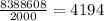 \frac{8388608}{2000} = 4194