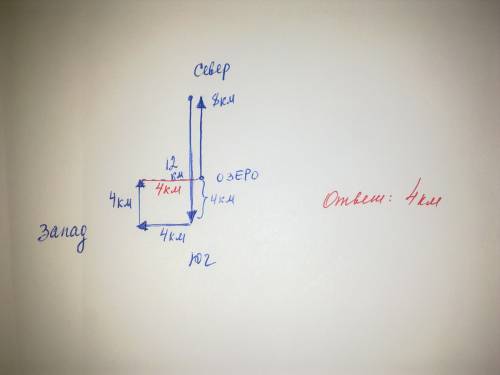 Рыбак от озера на север 8 км, затем повернул на юг и км, после чего повернул на запад и км и снова н