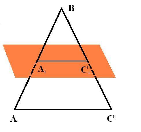 Дан треугольник abc. плоскость, параллельная прямой ас, пересекает сторону ав в точке а1, а сторону