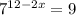 7 ^{12-2x}=9