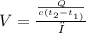 V= \frac{ \frac{Q}{c( t_{2}- t_{1)} } }{ρ}