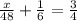 \frac{x}{48} + \frac{1}{6} = \frac{3}{4}