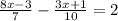 \frac{8x-3}{7}- \frac{3x+1}{10}=2