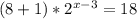 (8+1)*2^{x-3}=18