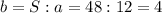 b=S:a=48:12=4