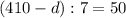 (410-d):7=50