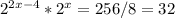 2 ^{2x-4} *2^x=256/8=32