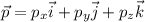 \vec p=p_x\vec i+p_y\vec j+p_z\vec k