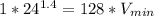 1*24 ^{1.4}=128*V _{min}