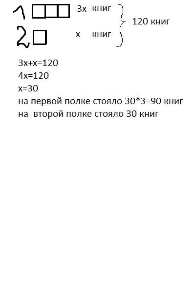 Как решить изобразите условия схематически решите её . а на первой полке стояло 3 раза больше книг ч