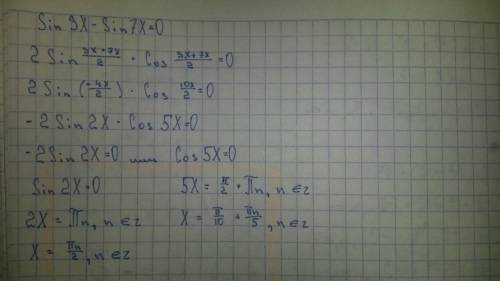 Sin3x-sin7x=0 cosx+cos2x=0 pomogite s zadachei! zaranee spasibo