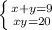 \left \{ {{x+y=9} \atop {xy=20}} \right.