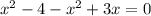 x^{2} - 4 - x^{2} + 3x=0