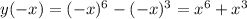 y(-x)=(-x)^6-(-x)^3=x^6+x^3