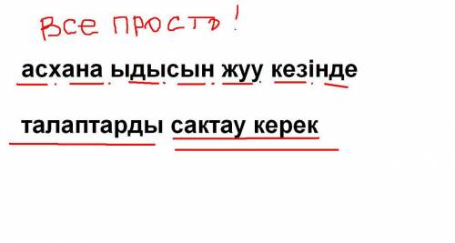 Выполнить синтаксический разбор предложения) --асхана ыдысын жуу кезінде талаптарды сактау керек )