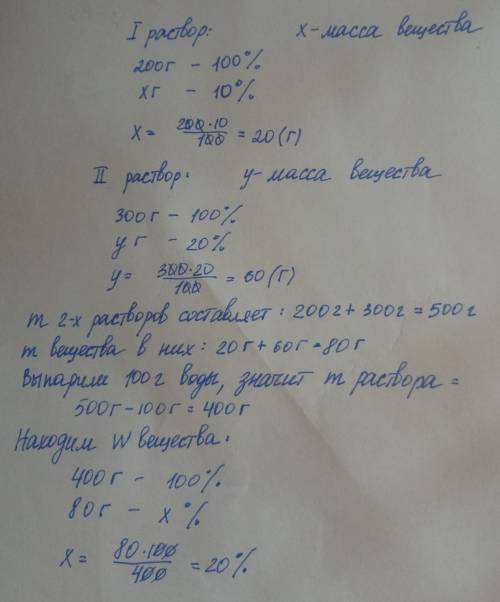 Растворили 10% 200г и 20% бария хлорида 300г.при нагревании полученного раствора 100 мл воды испарил
