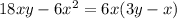 18xy-6 x^{2} =6x(3y-x)