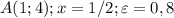 A(1;4); x=1/2; \varepsilon = 0,8